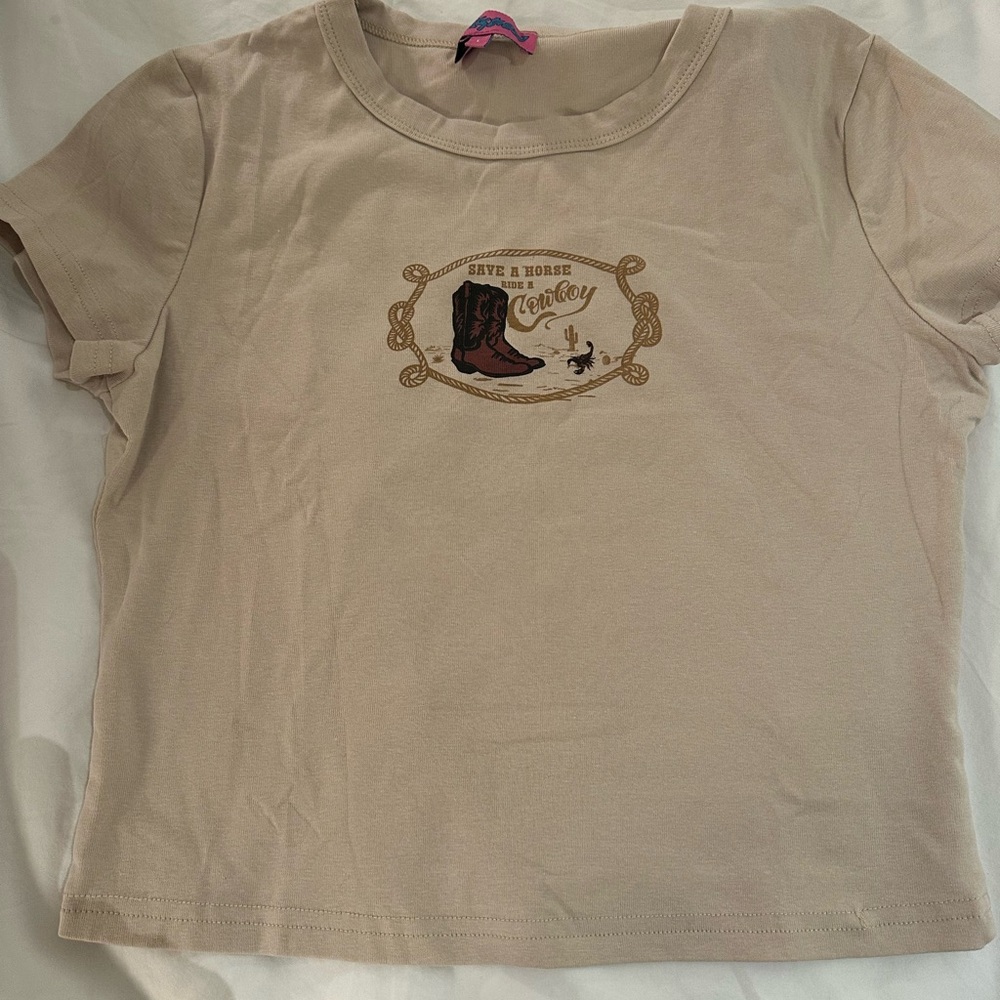 Edikted Kids Tan Cowboy Graphic Tee